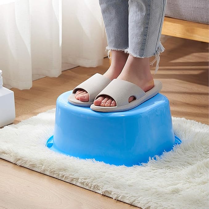 Foot Soaking Bath Basin: Plastic Spa Tub With Massage Dots - Roomy Bucket for Water Spa and Massage (Blue)