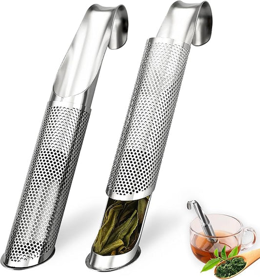 2 Pack Tea Infusers, Extra Fine Mesh Tea Strainer for Loose Tea, Stainless Steel Long Handle Tea Steeper Diffuser for Leaf Tea, Coffee, Spices, Seasonings
