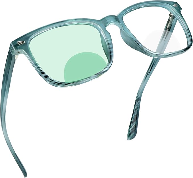 YEIN Bifocal Reading Glasses with Blue Light Blocking Lenses, Bifocal Reader for Women and Men, Vintage Square frame with Spring Hinge (+0.50/+2.50 magnification)