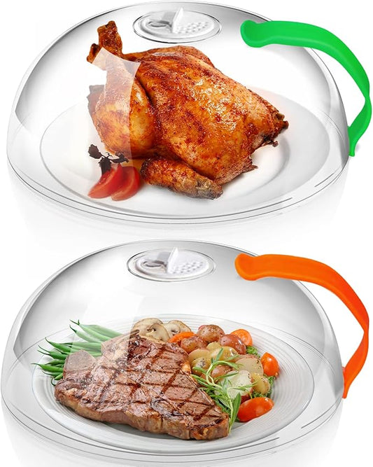Microwave Cover for Food Splatter, BPA Free, Microwave Plate Cover Guard Lid with Handle, Food Cover Steam Vents Keeps Microwave Oven Clean-2 Pack