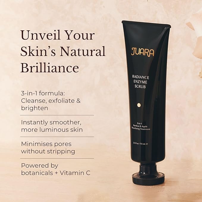 JUARA - Radiance Enzyme Scrub | Sensitive Exfoliant | Brightening Facial Cleanser | Pore Clarifier | Invigorating, 3-1 Face Wash | Cruelty Free, Paraben & Sulfate Free, Vegetarian | 2.5 oz (2 Pack)