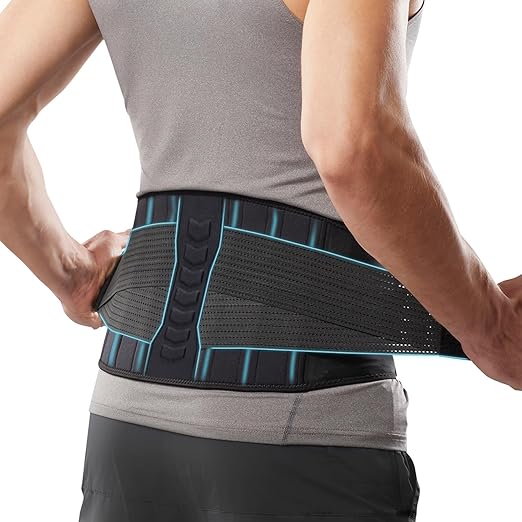 Comforband Copper-Infused Back Support Brace – Lightweight, Breathable Lumbar Belt with 6 Flexible Nylon Stays and Dual Adjustable Straps for Lower Back Pain Relief, Muscle Spasms, Strains, Arthritis, and Sciatica – Suitable for Men and Women (L/XL)