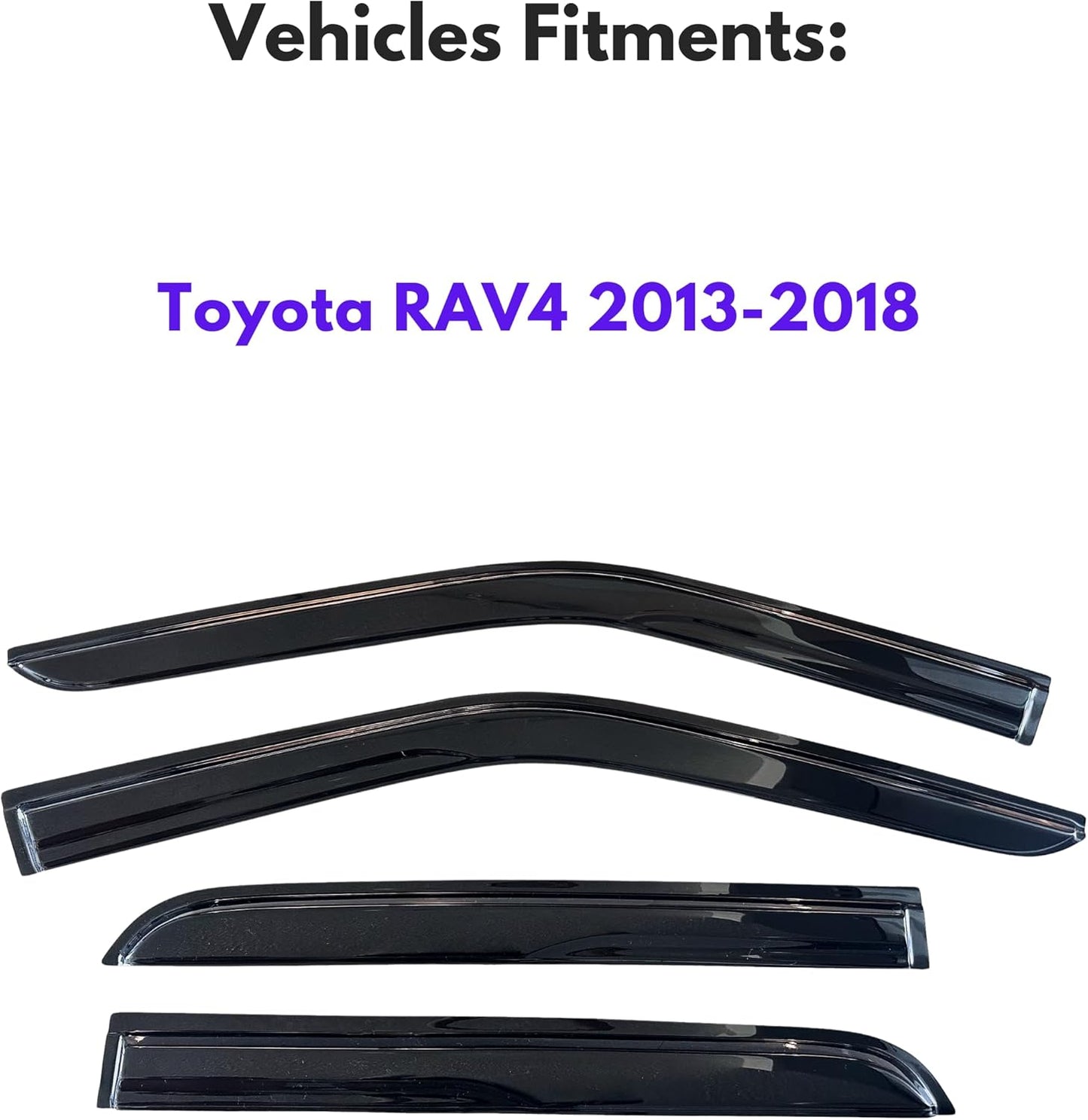 KPY Window Visor Compatible with Toyota RAV4 2013-2018, 4PC Rain Guard Side Window Vent Deflectors Tape-On Mugen Style, 2013 2014 2015 2016 2017 2018