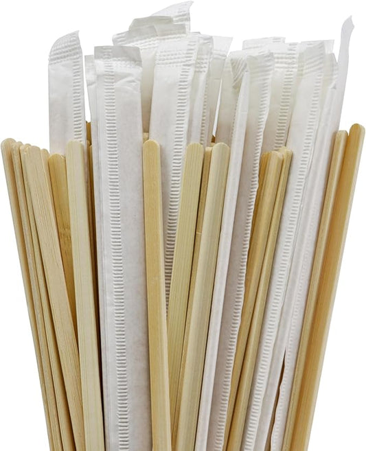 100Pcs Bamboo Coffee Stirrers Individually Wrapped – Coffee Stir Sticks 5.5 Inch, Stir Sticks For Coffee Bar, Disposable Stir Sticks for Coffee and Cocktail