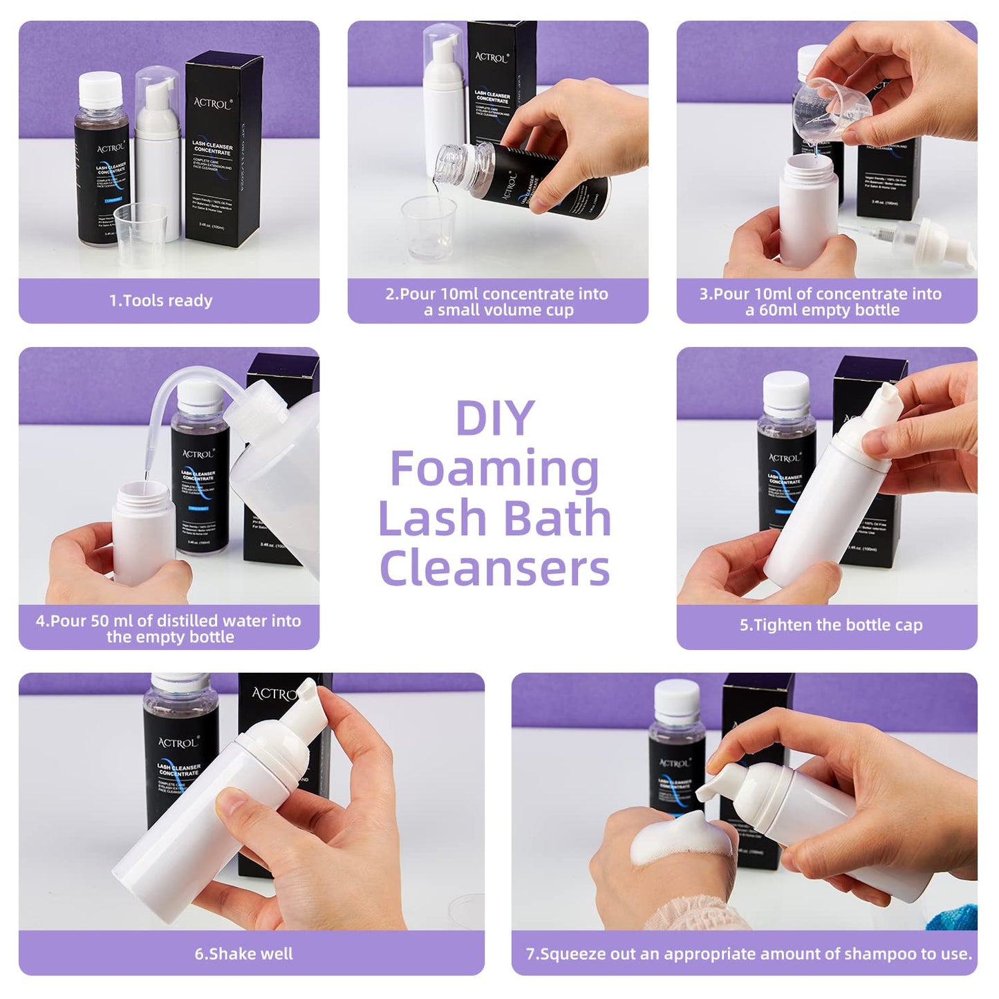 Eyelash Shampoo Concentrate 100ml Lash Extensions Cleanser Concentrate Strawberry Foaming Shampoo Paraben & Sulfate Free Wash for Extensions Lashes with Salon Home Care-Makes 60ml Bottles