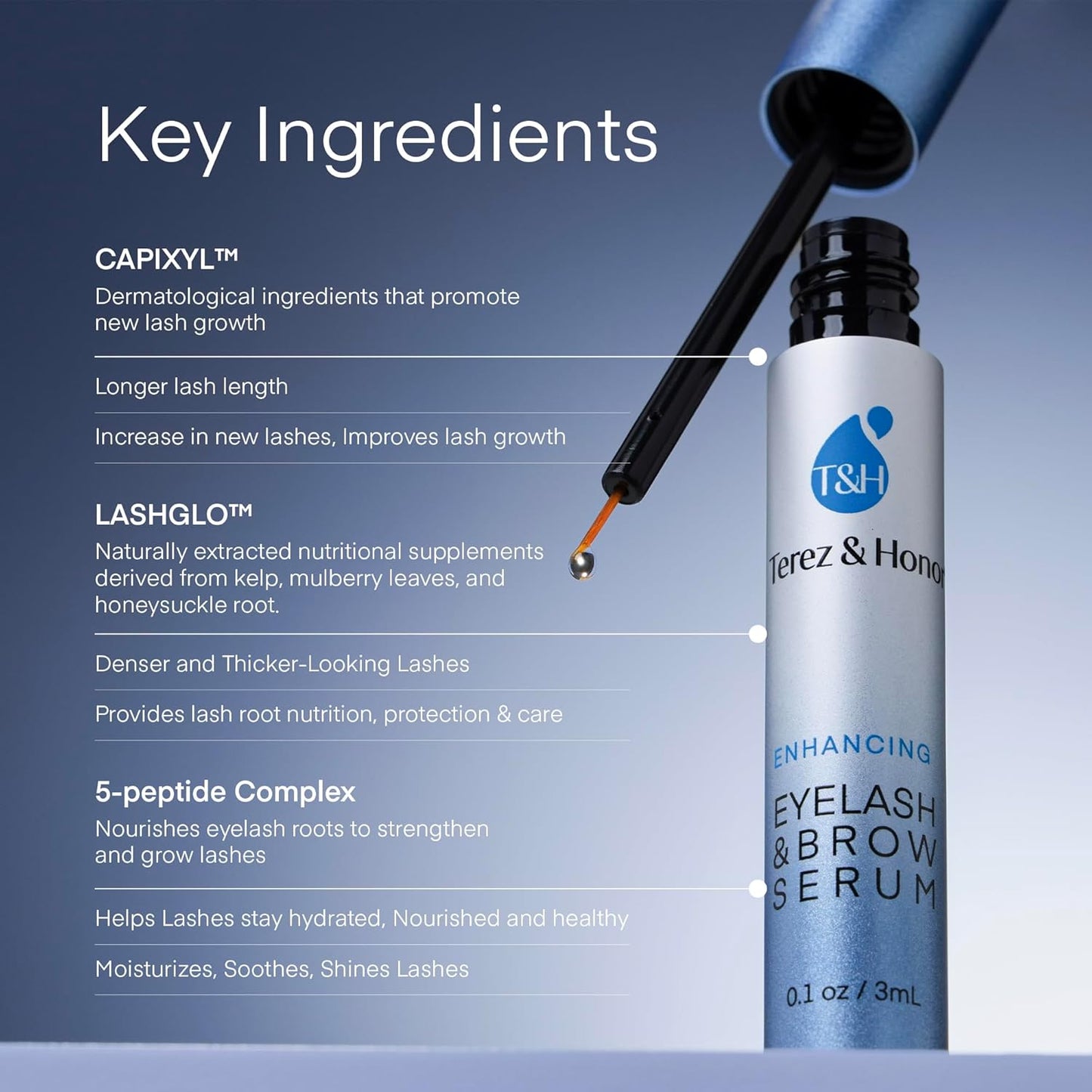 Natural Eyelash Serum with Eyebrow Serum Set - Boost Eyelash Growth Enhancer for Longer, Thicker, Fuller-Looking Lashes and Brows - Gentle & Effective Formular [3 mL + 5mL]