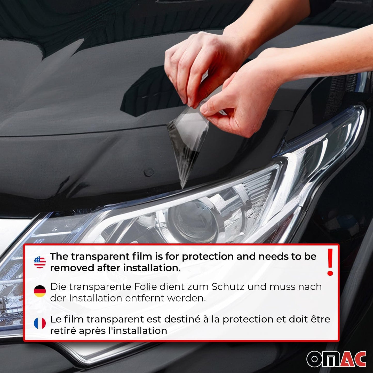 OMAC Front Bug Shield Hood Deflector Guard for VW Amarok 2010-2020 Black Smoke