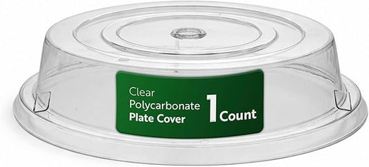 Restaurantware Cater Tek 11 Inch Polycarbonate Plate Cover 1 Shatterproof Dish Cover - Microwavable Endures Up To 210F Clear Plastic Splatter Cover With Finger Hole For 11 Inch Plates