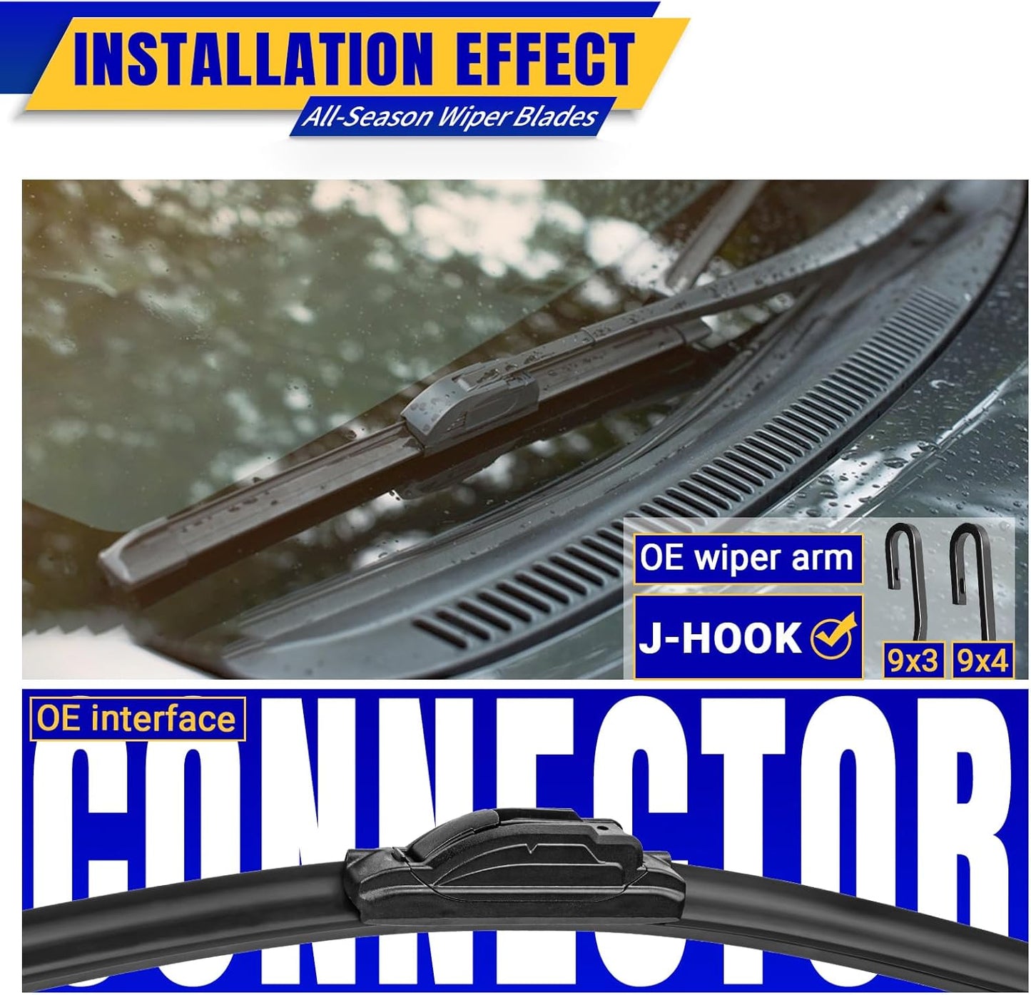 3 wipers Replacement for 2016-2021 Chevrolet Chevy Spark, Windshield Wiper Blades Original Equipment Replacement - 24"/14"/8" (Set of 3) U/J HOOK