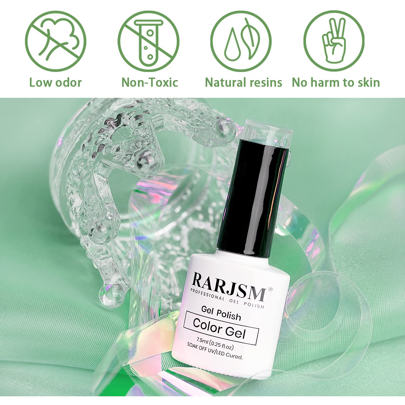 RARJSM Cat Eye Gel Nail Polish, Galaxy Chameleon Magnetic Gelpolish Green Holographic Glitter Gel Soak Off UV LED DIY Manicure Art for Salon Designs and Home DIY 7.5ML/0.26fl oz