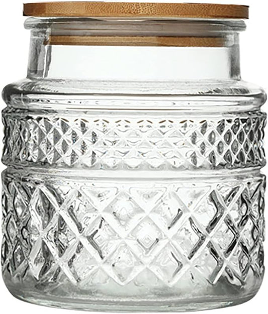 Prettidecor Glass Storage Jar, 38 FL OZ, Food Canisters with Bamboo Lid, Kitchen Containers Decorative Airtight Glass Jars For Cereal Nuts Snack Candy Cookies Coffee Tea
