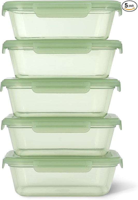 Ello Snap & Nest 10-Piece 4.5 Cup Plastic Meal Prep Set, Reusable Food Containers for Healthy Eating, Freezer, Dishwasher Safe, Sage