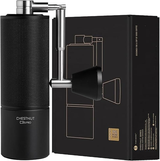 TIMEMORE Chestnut C3S Pro Manual Coffee Grinder, Stainless Steel S2C Conical Burr Coffee Grinder, Hand Coffee Grinder with Foldable Handle, Adjustable Grind Setting for Travel/Camping/Home, Black