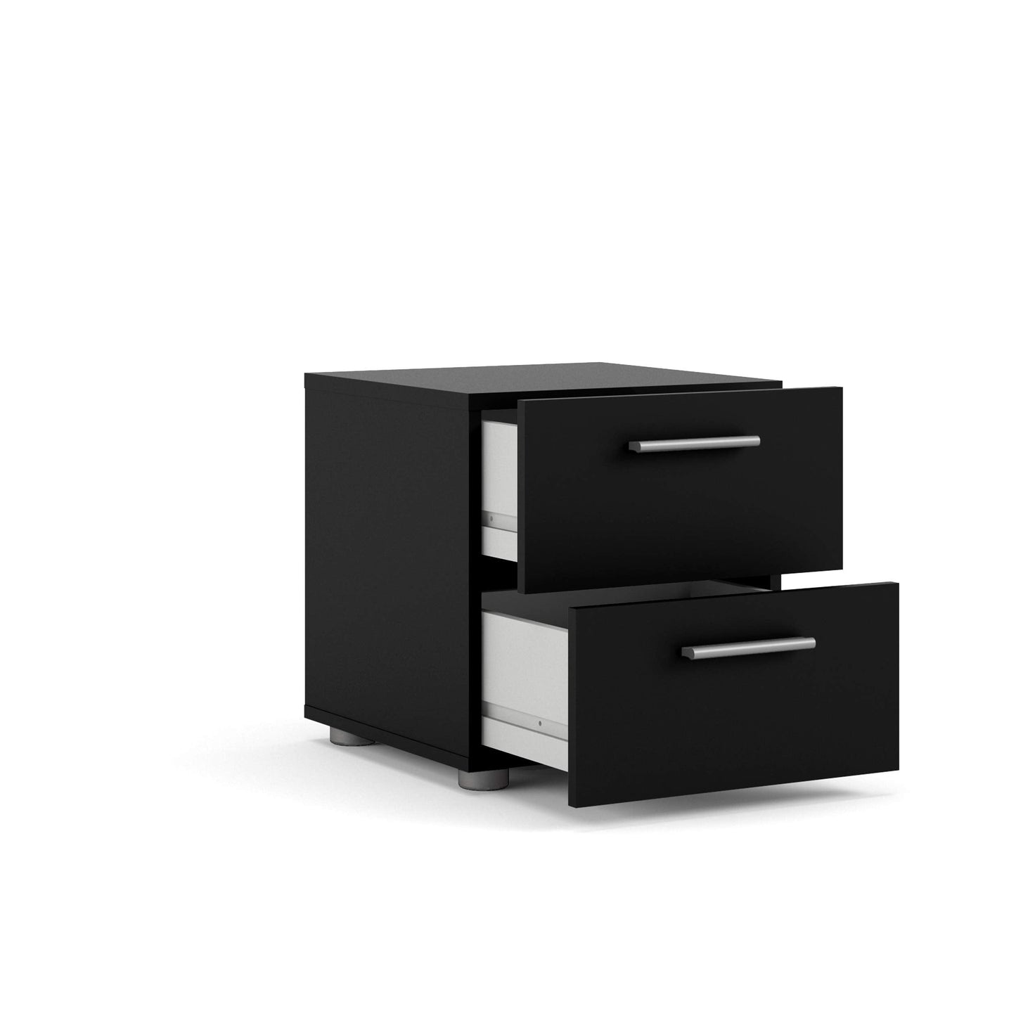Tvilum, 2 Drawer Nightstand for Bedroom, Modern Silver Drawer Handles, Contemporary, Black