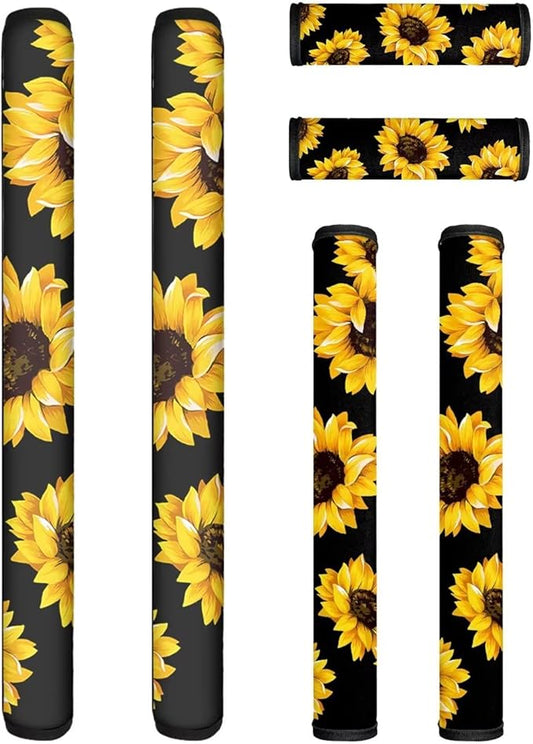 Sunflower Print Refrigerator Door Handle Covers 6pcs Fashion Design Anti-Skid Protector Gloves Kitchen Appliance Covers Decor for Refrigerator Door Oven Dishwasher