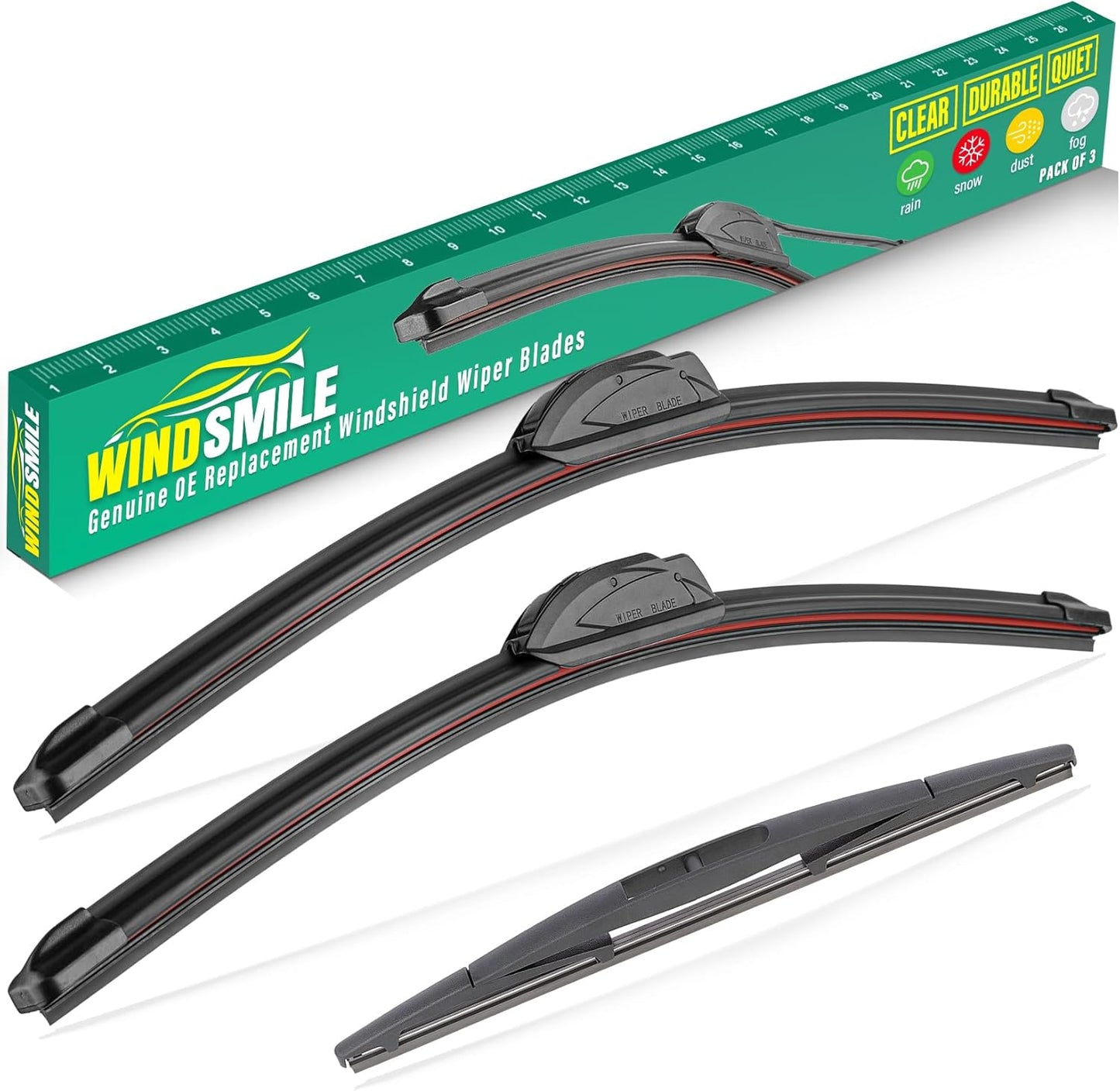 24" 18" 14" Windshield Wiper Blades Replacement for Subaru Forester 2009 2010 2011 Premium All Weather Front Rear Wipers Set - OEM Quality (Pack of 3)