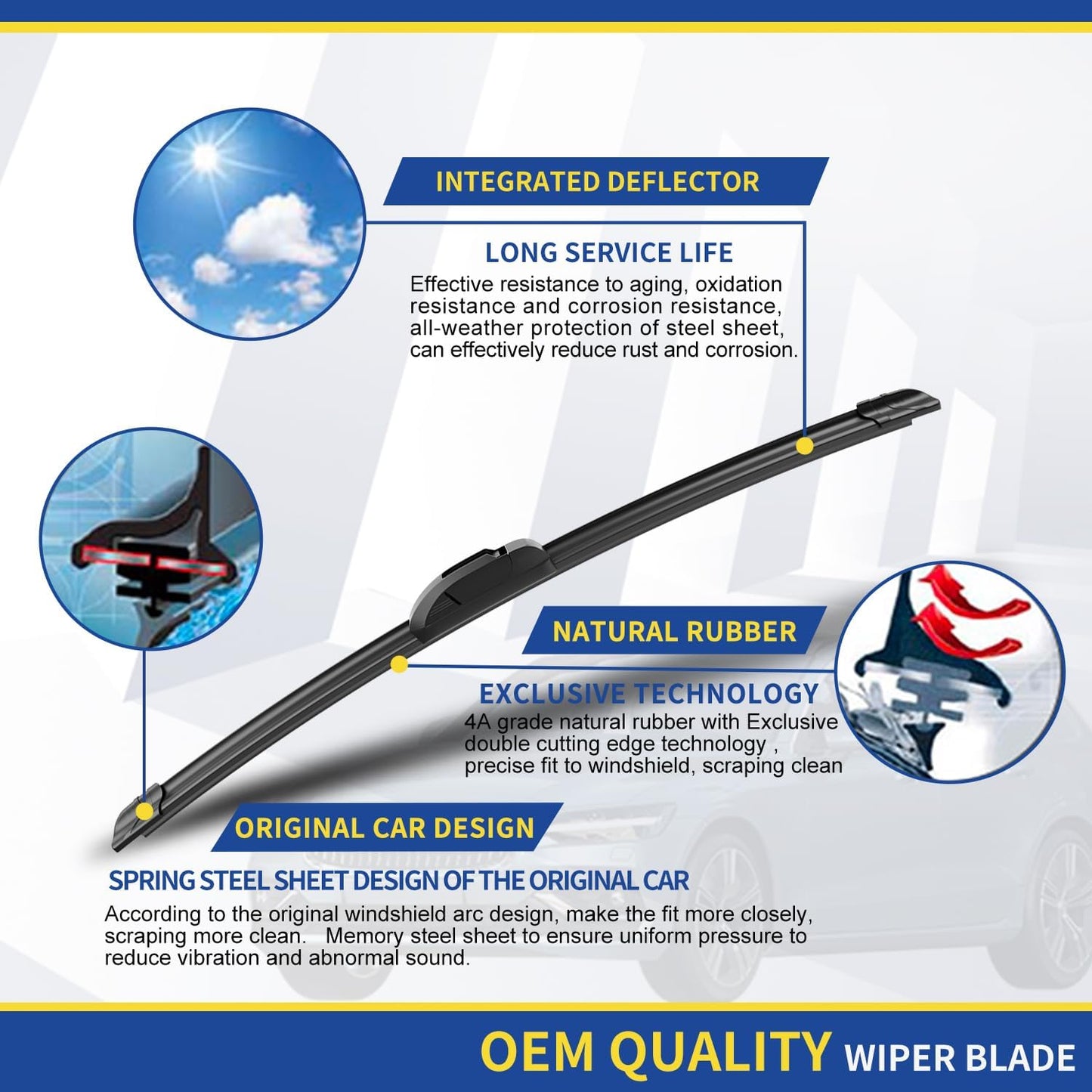 3 wipers Replacement For 2014 2015 2016 2017 2018 2019 2020 2021 Jeep Cherokee Original Equipment Windshield Wiper Blades Set 26"+18"+14" (Set of 3) U/J HOOK