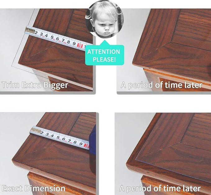 NECAUX Custom 48 x 115 Inch Frosted Table Cover Protector, 1.5mm Thick Wood Grain Transparent Table Pad Non-Slip Tablecloth Plastic Protective Pad for Dining Room Table Conference Table Meeting Table