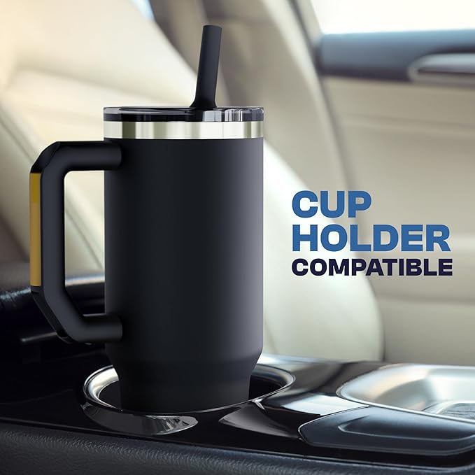 Frost Buddy Thicc Buddy - 40 oz Stainless Steel Vacuum Insulated Tumbler with Lid and Straw for Water - Travel Mug Cupholder Friendly - Gifts for Women Men Him Her (Royal Glitz)