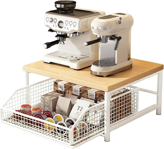 Funecy Coffee Pod Drawer,Coffee Machine Storage Rack,Home Kitchen Counter Coffee Bar Organizer,Storage Basket Drawer (White)