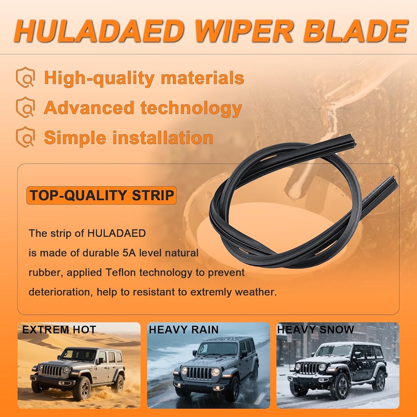 HULADAED® 26''+24''+16'' Windshield Wipers Replacement for Passport 2023 2022 2021 2020 2019,Silicone Front Rear Wiper blades for MY Car-All Weather & Quiet(3 PACK)