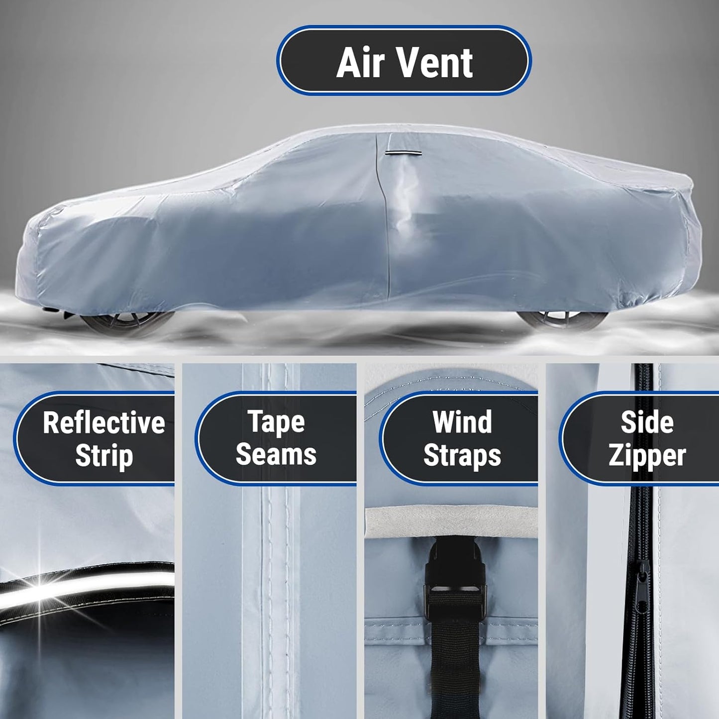 iCarCover Premium Car Cover for 1962-1967 Chevy Nova 2-Door, 4-Door Heavy Duty Waterproof All-Weather Automobiles Custom Fit Indoor Outdoor UV Snow Protection Covers with Straps and Bag