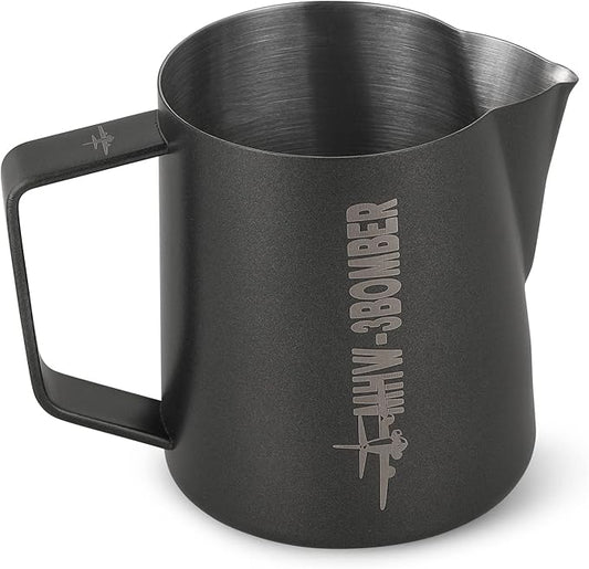 MHW-3BOMBER Espresso Steaming Pitcher Milk Frothing Pitcher Stainless Steel Milk Coffee Cappuccino Latte Art Barista Cup 16.9oz/500ml (Matte Black) P5032B-OS