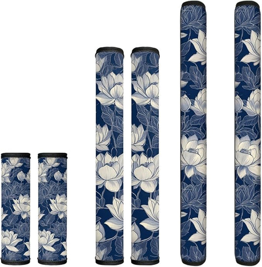 6 PCS Washable Refrigerator Door Handle Covers Anti-Skid Protector for Fridge Oven Dishwasher Keep Off Fingerprints Liquid Oil Stain Food Spot, Lotus Flower