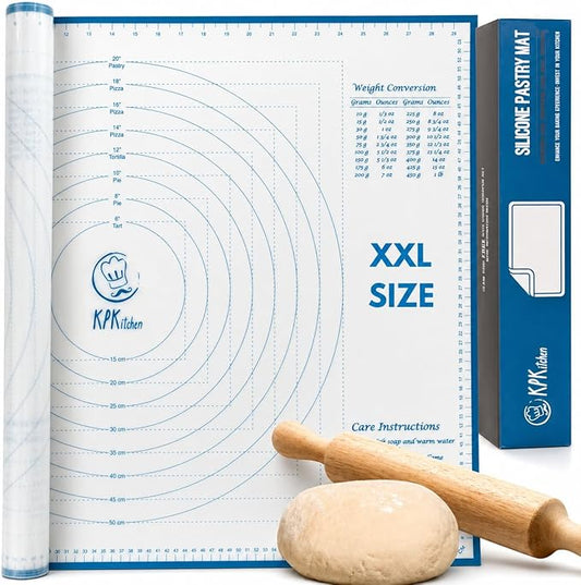 XXL Silicone Pastry Mat – Non-Slip, Easy-Clean Rolling Mat for Dough, Cookies, Pie, Bread, Pizza & Fondant – Extra Large 23.5” x 31.5” Baking Mats Board with Printed Measurements & Conversion Chart