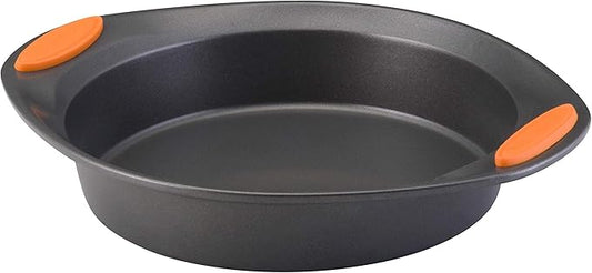 Rachael Ray Yum -o! Nonstick Bakeware Baking Pan With Grips / Nonstick Cake Pan With Grips, Round - 9 Inch, Gray