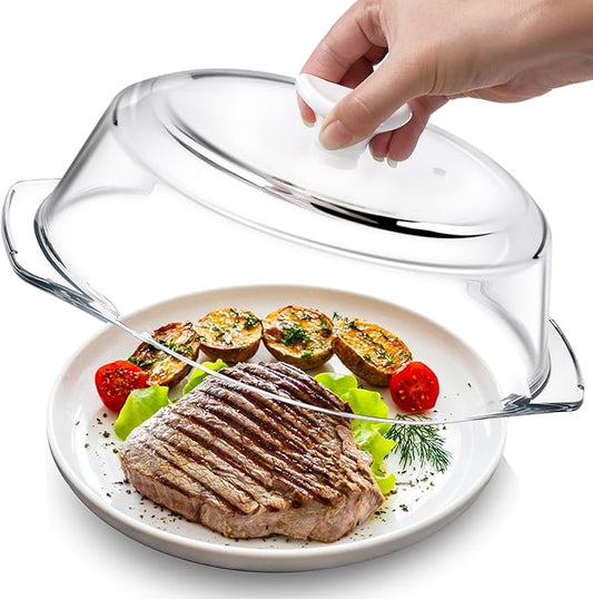 ACEPRUT New Upgrade Glass Microwave Splatter Cover with Ceramic Handle & Screw, Non Plastic Microwave Cover with Vent Hole, BPA Free, Dishwasher Safe