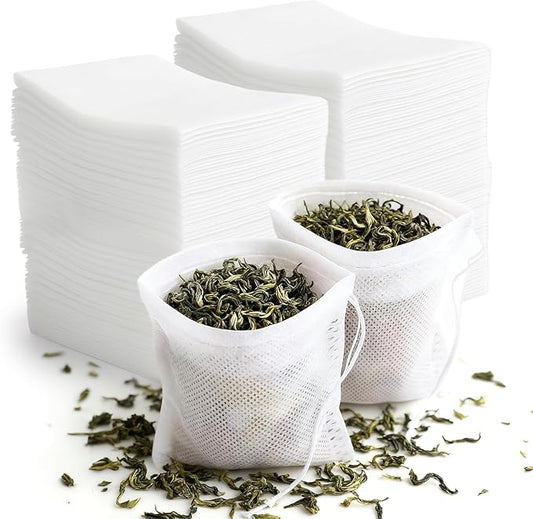 TamBee Tea Bags Disposable Tea Filter Bags Tea infusers Empty Muslin Drawstring Seal Filter Drawstring Herb Loose Tea Bag 400 Pack (400, 2.76" x 1.97")