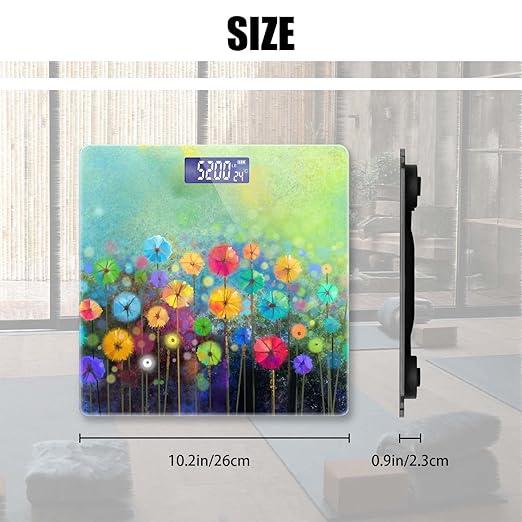 Weight Scale Digital Scale for Body Weight Bathroom Scales Personalized Scale for Body Weight 400 lbs with Large Backlit Display Easy Read - Flower Abstract Art