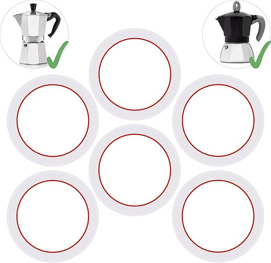[UPGRADED] Sealing Gasket for Bialetti Moka Express 6 Cups & Moka Induction 6 Cups Iconic Stovetop Espresso Maker - 6 PCS Replacement Food Grade Silicone Seal Ring for Aluminum Coffee Maker Pots