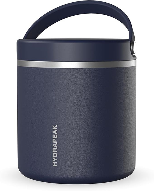 Hydrapeak 25oz Stainless Steel Vacuum Insulated Food Jar | for Hot Food and Cold Food, Wide Mouth Leak-Proof Soup for Adults, 10 Hours Hot and 16 Hours Cold (Navy)