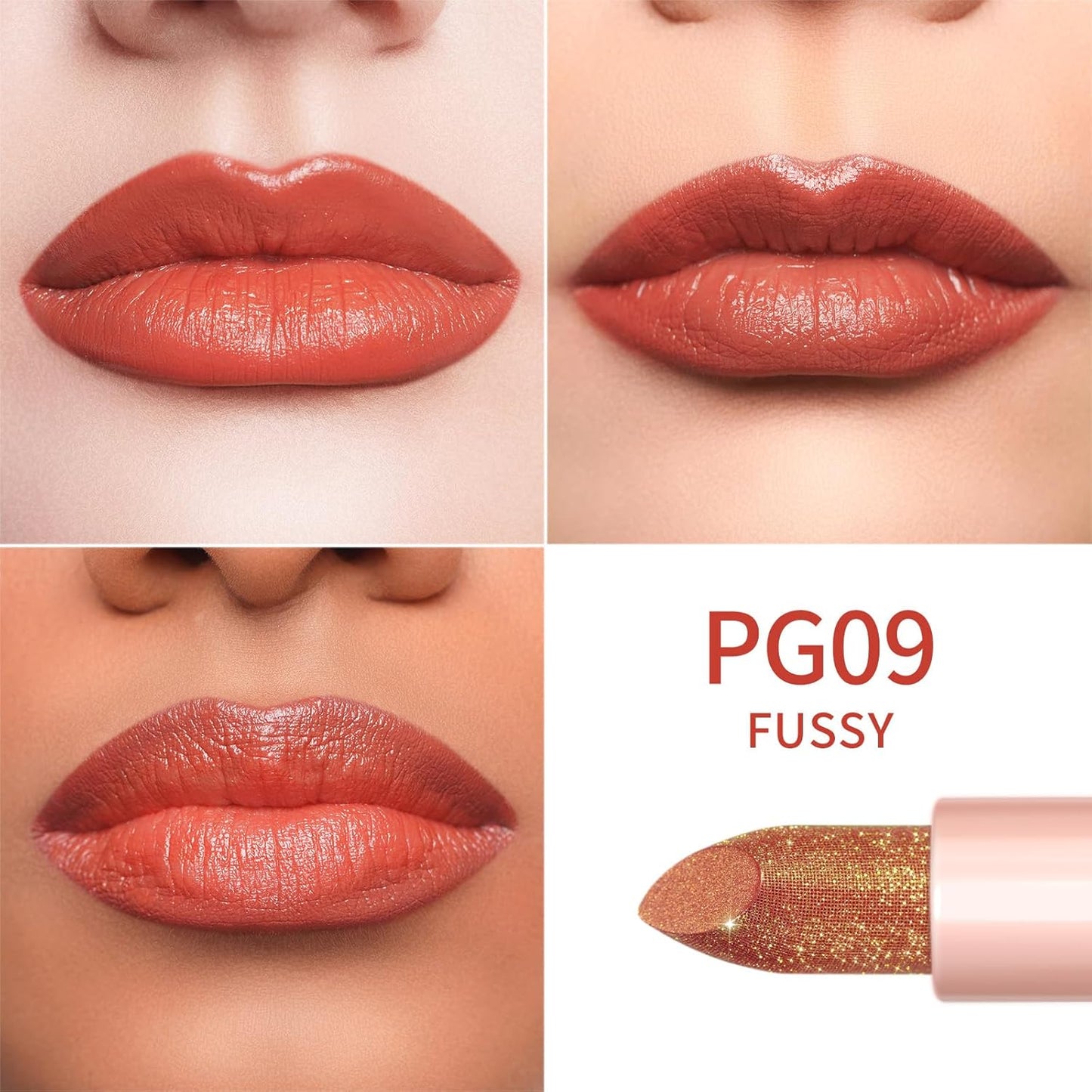 Oulac Moisture Lipstick Set 3PCS - Infinity High Shine Finish, Hydrating Vegan Lipstick Infused with Damask Rose Oil for All-Day Comfort, Gluten-Free, PG09+PG11+PG14