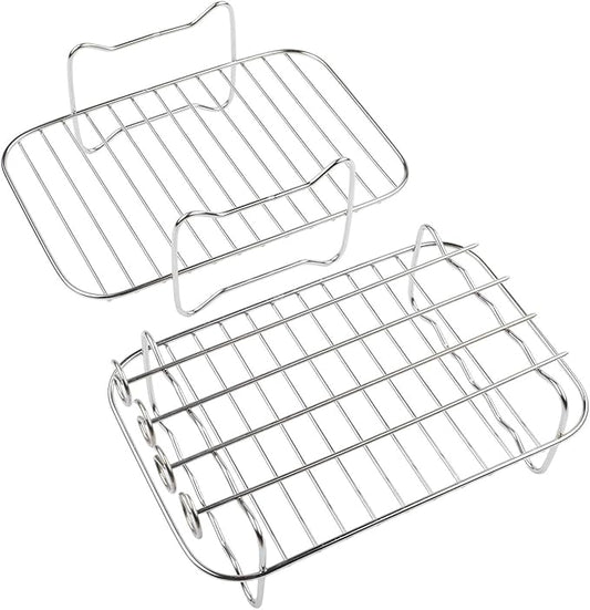 304 Stainless Steel Air Fryer Rack, Dual Basket Accessory for DZ201 40 550 Stackable Cooking Rack for Oven Microwave Steamer 20x15x6cm