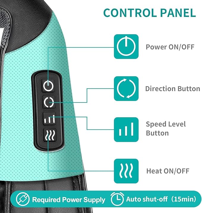 Nekteck Shiatsu Neck and Back Massager with Soothing Heat, Electric Deep Tissue 3D Kneading Massage Pillow for Shoulder, Leg, Full Body Muscle Pain Relief, Car, Office and Home Use