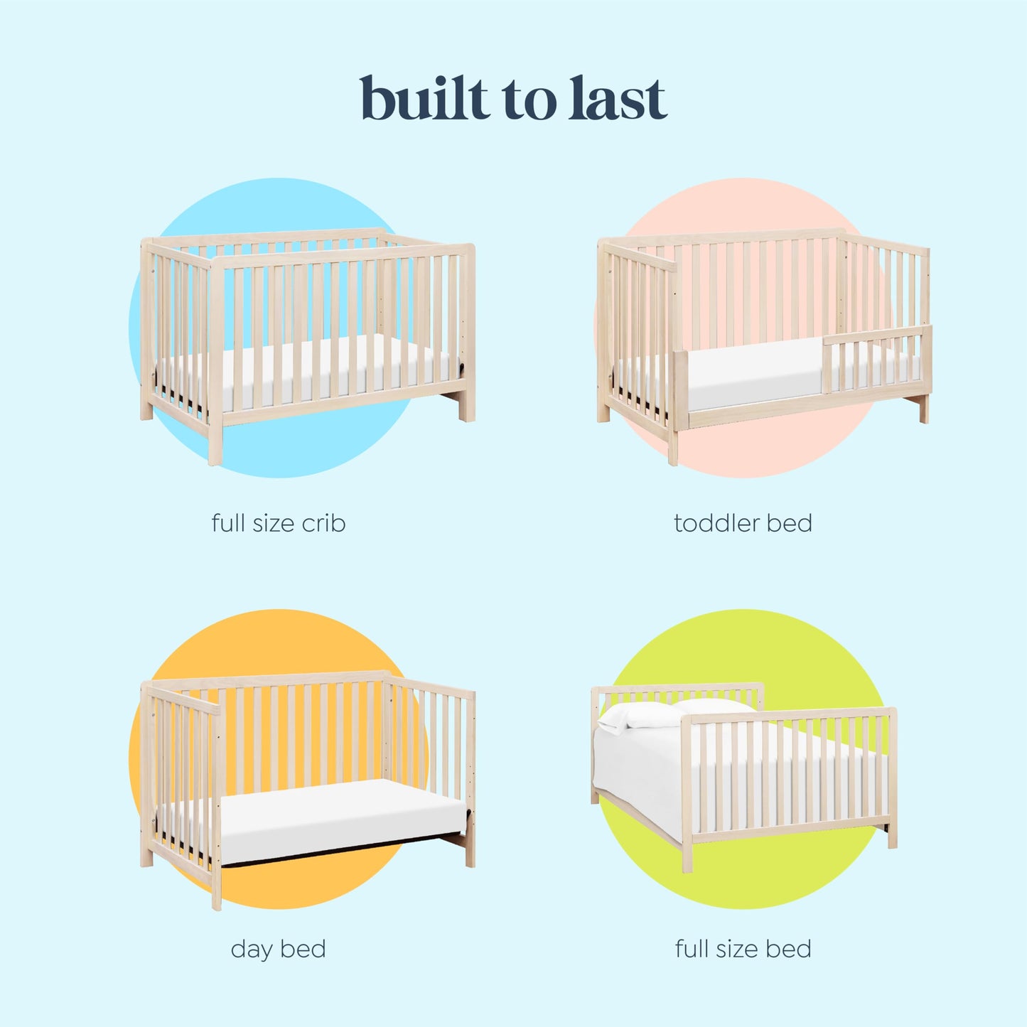 Carter's by DaVinci Colby 4-in-1 Convertible Crib - GREENGUARD Gold Certified Convertible Baby Crib to Toddler Bed, Daybed, Full-Size Bed - Wooden Baby Bed w/Four Adjustable Heights - Washed Natural