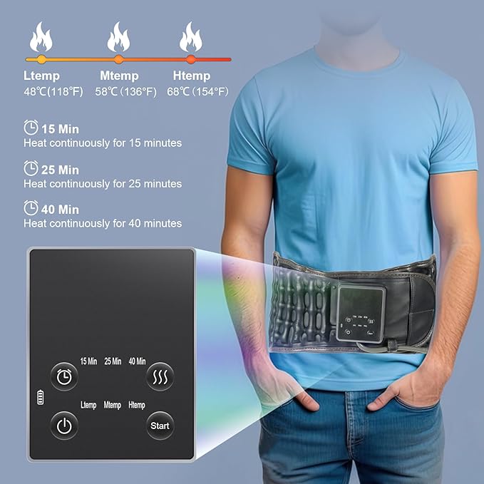 Decompression Back Belt with Cordless Heating Pad for Back, Lubar Support Belt and Back Reliver with Heat Pad for Women and Men, 4000mAh Rechargeable Battery, One Size Fits 29"-49" Waist
