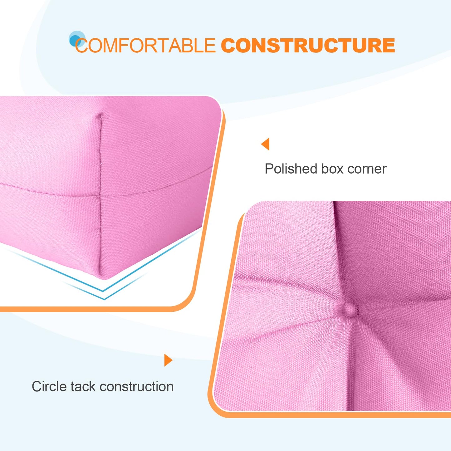 EAGLE PEAK Tufted Outdoor/Indoor Seat/Back Chair Cushions, Set of 2, 42'' x 21'', Pink