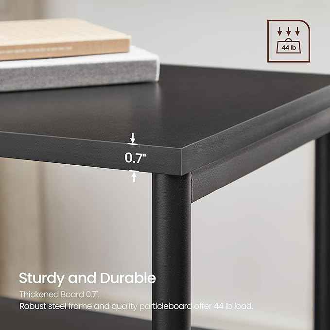 VASAGLE Side Table, Small End Table, Tall Nightstand for Living Room, Bedroom, Office, Bathroom, Classic Black ULET273B16