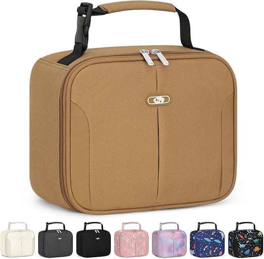 Capolo Insulated Lunch Bag for Kids and Adults, Lunch Box for Men Women, Insulated Reusable Lunch Bag for Work and School, Portable Lunch Box Cooler Bag, Cute Easy to Clean Lunch Tote Meal Bag, khaki