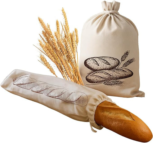 Reusable Storage Bread Bags-for Sourdough & Homemade Bread, Linen Cloth Bags w/TPU Keeps Fresh Longer