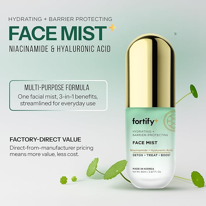 Niacinamide & Hyaluronic Acid Face Mist – 3-in-1: Detox, Treat, Boost – Hydrating, Soothing, Anti-Aging Facial Spray – Dermatologist Tested Korean Skin Care – Clean Beauty – 2.87 Oz