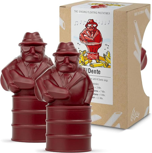 Al Dente Red – The Singing Floating Pasta Timer (2 Pack): Sings Different Tunes When Pasta is Ready at 3, 7, 9, and 11 Minutes, Boils with Any Pasta in The Pot, Floats in Cold & Hot Water