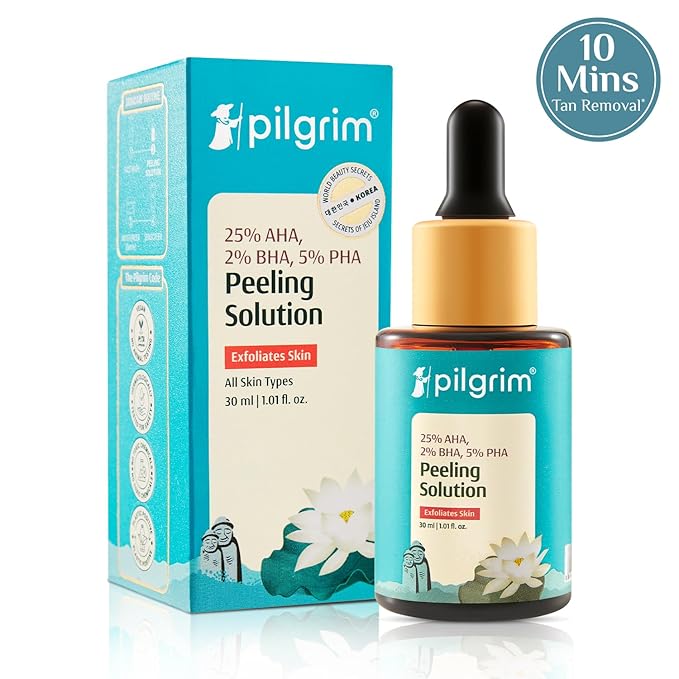 Pilgrim 32% AHA BHA PHA Peeling Solution | Exfoliant for Radiant, Even-Toned Skin | Weekend Facial Peel for Deep Cleansing | Suitable for Men & Women | 1.01 Fl Oz (30ml)