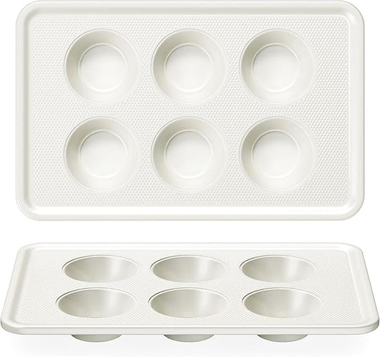 HONGBAKE 2 Pack Nonstick Ceramic Muffin Pan, 6 Cup Muffin tin for Baking, Non-toxic Cupcake Pan, Heavy-duty Aluminized Steel Cupcake Tray with Diamond Texture, Easy To Clean (Cream, 2PCS)