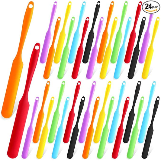 35pcs Jar Spatula,Silicone Jar Scraper with Long Handle,Jam Spreader Cake Cream Butter Spatulas, Silicone Spatula Waxing Applicator for Home Salon Body Use