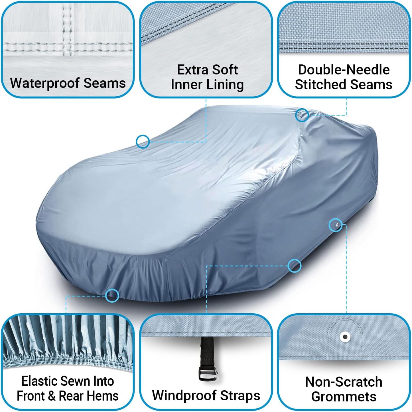 iCarCover Premium Car Cover for 1991-1996 Buick Roadmaster Sedan Heavy Duty Waterproof All-Weather Automobiles Custom Fit Indoor Outdoor UV Snow Protection Covers with Straps and Bag